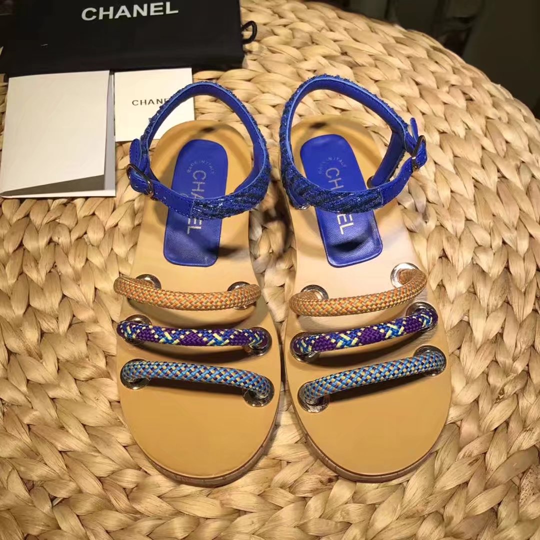 Chanel Sandal Leather CH2143 Blue Chanel Sandal Leather CH2143 Blue
