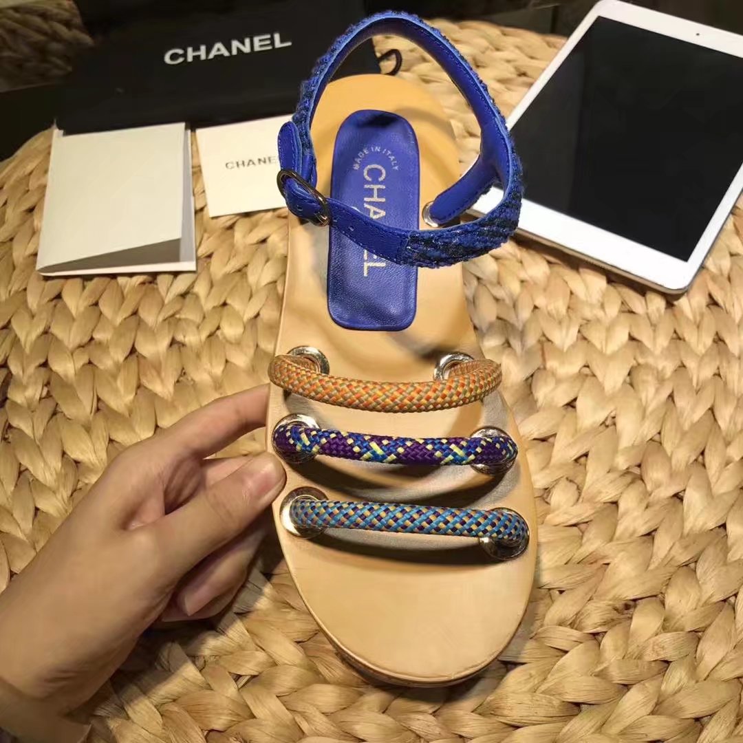 Chanel Sandal Leather CH2143 Blue Chanel Sandal Leather CH2143 Blue