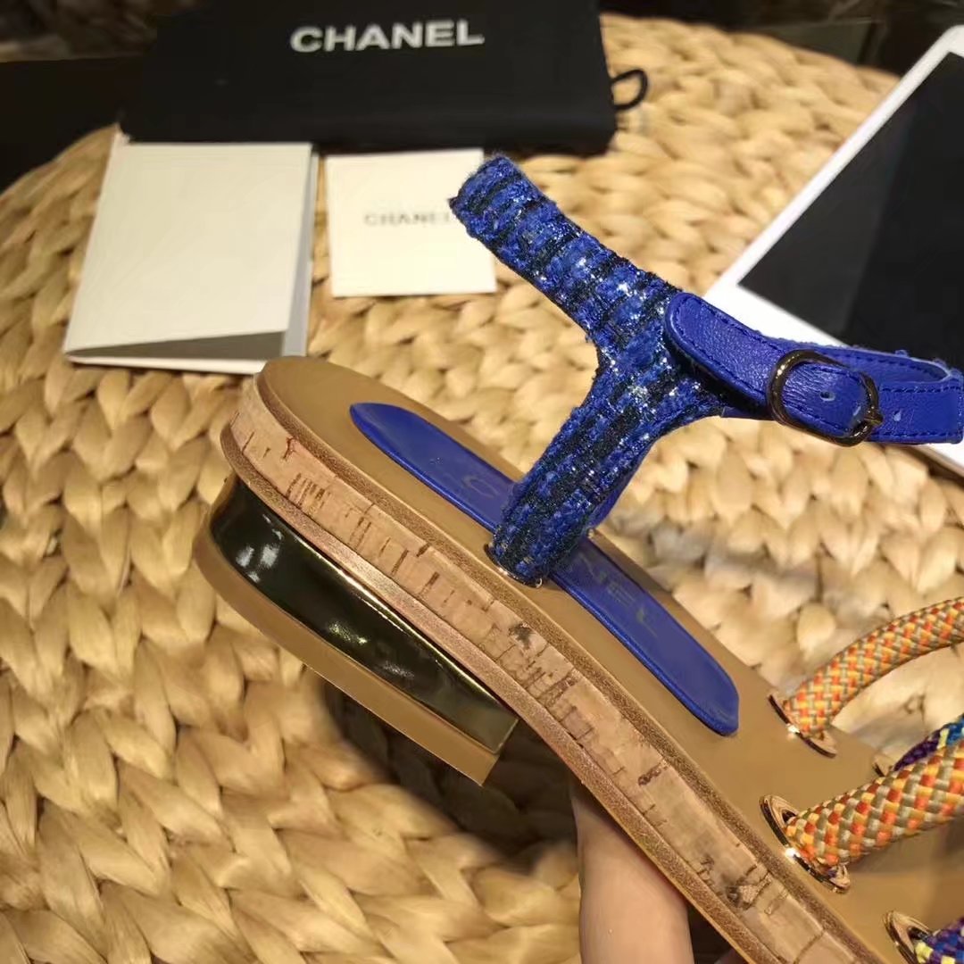 Chanel Sandal Leather CH2143 Blue Chanel Sandal Leather CH2143 Blue