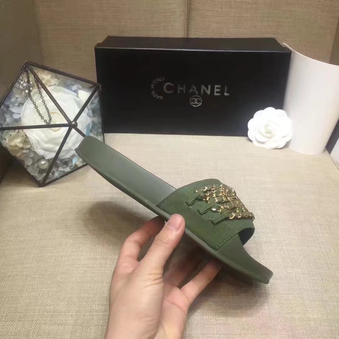 Chanel Slipper Leather CH2149 Light Green Chanel Slipper Leather CH2149 Light Green
