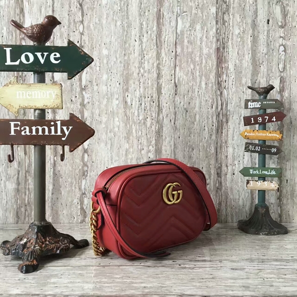Gucci GG Marmont Matelasse Mini Shoulder Bag 448065A Red Gucci GG Marmont Matelasse Mini Shoulder Bag 448065A Red