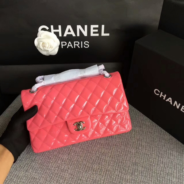 Chanel Flap Shoulder Bags Pink Original Patent Leather CF1112 Silver Chanel Flap Shoulder Bags Pink Original Patent Leather CF1112 Silver