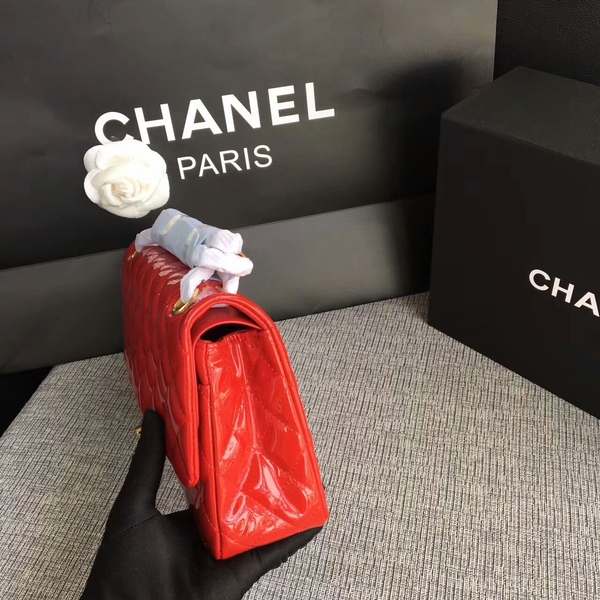 Chanel Flap Shoulder Bags Red Original Patent Leather CF1112 Gold Chanel Flap Shoulder Bags Red Original Patent Leather CF1112 Gold