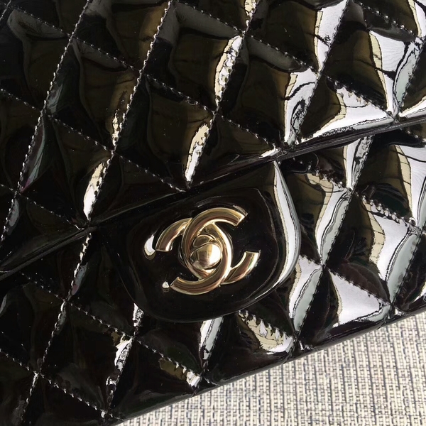 Chanel Flap Shoulder Bags Black Original Patent Leather CF1112 Silver Chanel Flap Shoulder Bags Black Original Patent Leather CF1112 Silver