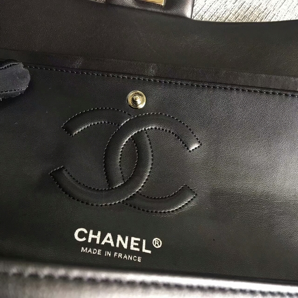 Chanel Flap Shoulder Bags Black Original Patent Leather CF1112 Silver Chanel Flap Shoulder Bags Black Original Patent Leather CF1112 Silver