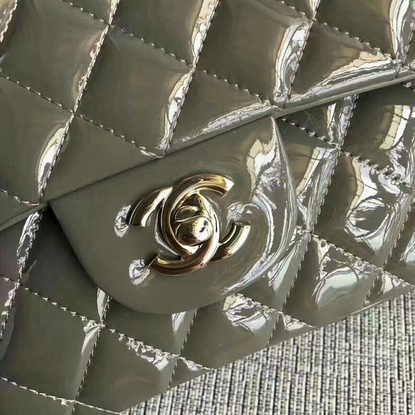 Chanel Flap Shoulder Bags Grey Original Patent Leather CF1112 Silver Chanel Flap Shoulder Bags Grey Original Patent Leather CF1112 Silver