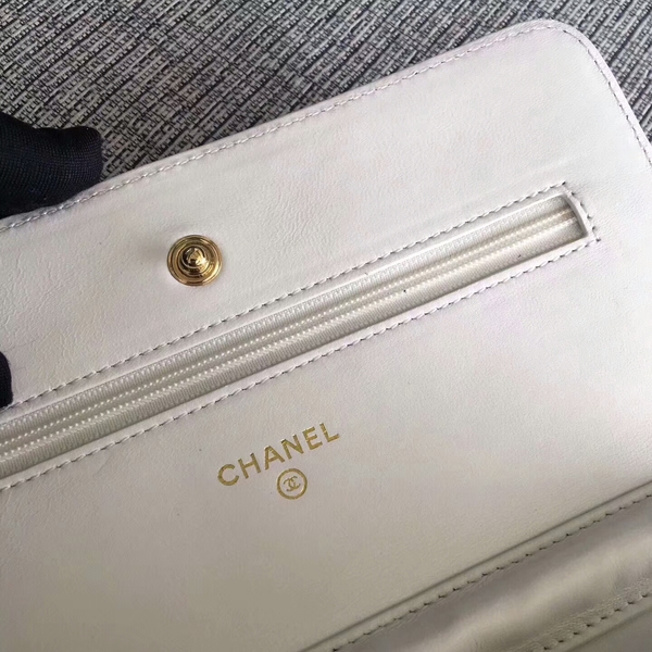 Chanel WOC Flap Bag White Original Sheepskin Leather 33814 Glod Chanel WOC Flap Bag White Original Sheepskin Leather 33814 Glod