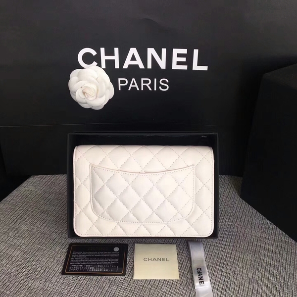 Chanel WOC Flap Bag White Original Sheepskin Leather 33814 Silver Chanel WOC Flap Bag White Original Sheepskin Leather 33814 Silver