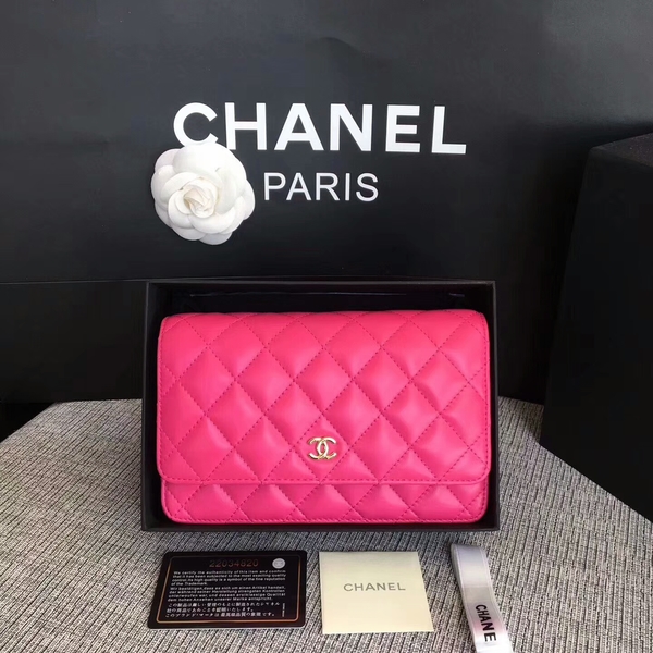 Chanel WOC Flap Bag Pink Original Sheepskin Leather 33814 Glod Chanel WOC Flap Bag Pink Original Sheepskin Leather 33814 Glod