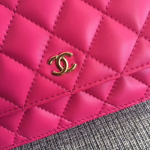 Chanel WOC Flap Bag Pink Original Sheepskin Leather 33814 Glod Chanel WOC Flap Bag Pink Original Sheepskin Leather 33814 Glod