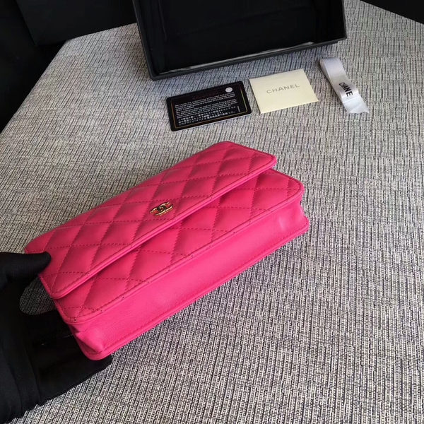 Chanel WOC Flap Bag Pink Original Sheepskin Leather 33814 Glod Chanel WOC Flap Bag Pink Original Sheepskin Leather 33814 Glod