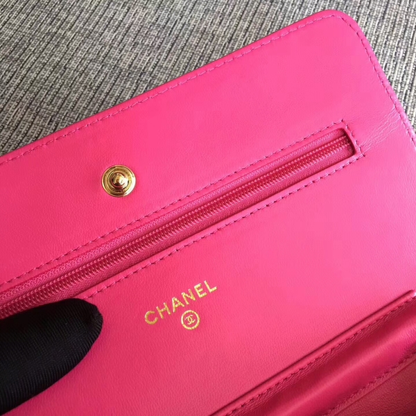Chanel WOC Flap Bag Pink Original Sheepskin Leather 33814 Glod Chanel WOC Flap Bag Pink Original Sheepskin Leather 33814 Glod