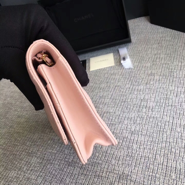 Chanel WOC Flap Bag Light Pink Original Sheepskin Leather 33814 Glod Chanel WOC Flap Bag Light Pink Original Sheepskin Leather 33814 Glod