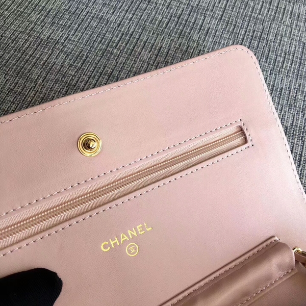 Chanel WOC Flap Bag Light Pink Original Sheepskin Leather 33814 Glod Chanel WOC Flap Bag Light Pink Original Sheepskin Leather 33814 Glod