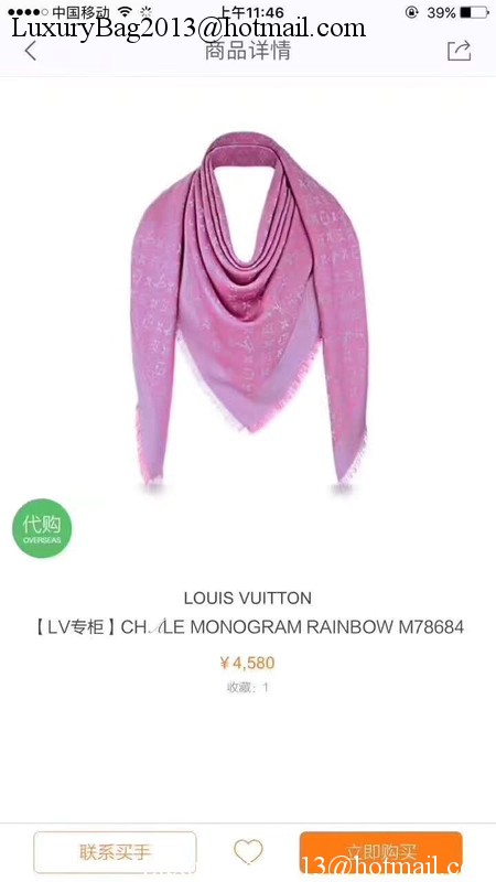 Louis Vuitton MONOGRAM DENIM Scarf M33695 Rose Louis Vuitton MONOGRAM DENIM Scarf M33695 Rose