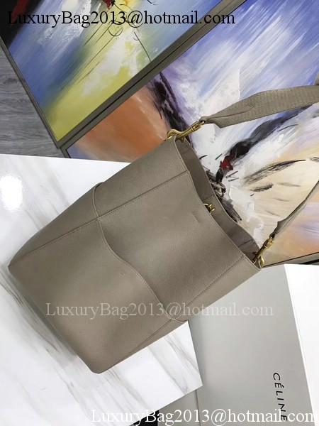 CELINE Sangle Seau Bag in Litchi Leather C3371 Apricot CELINE Sangle Seau Bag in Litchi Leather C3371 Apricot