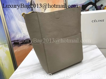 CELINE Sangle Seau Bag in Litchi Leather C3371 Apricot CELINE Sangle Seau Bag in Litchi Leather C3371 Apricot