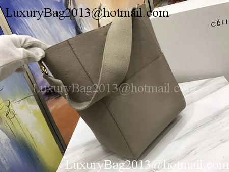 CELINE Sangle Seau Bag in Litchi Leather C3371 Apricot CELINE Sangle Seau Bag in Litchi Leather C3371 Apricot