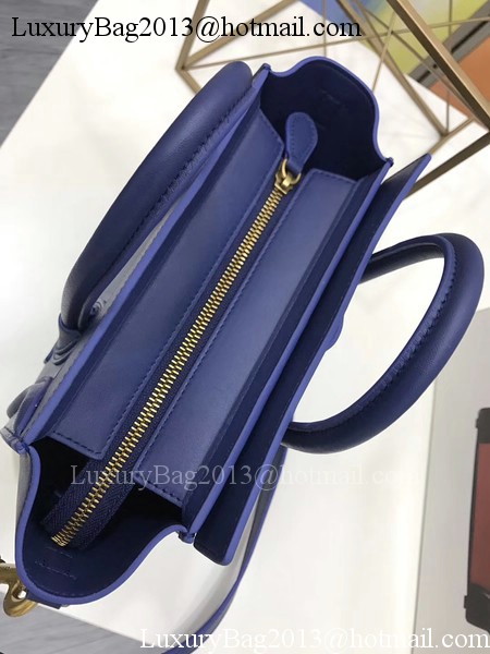 Celine Luggage Nano Tote Bag Original Leather CC3560 Blue Celine Luggage Nano Tote Bag Original Leather CC3560 Blue