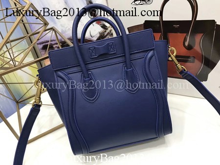Celine Luggage Nano Tote Bag Original Leather CC3560 Blue Celine Luggage Nano Tote Bag Original Leather CC3560 Blue