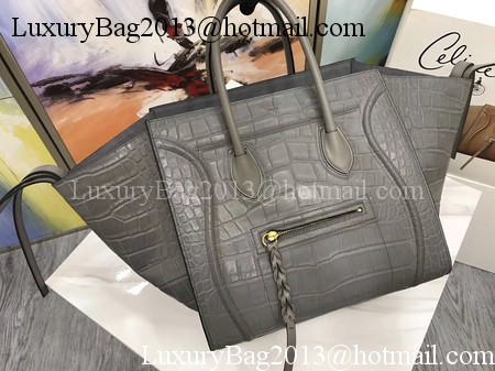 Celine Luggage Phantom Tote Bag Croco Leather CT3372 Grey Celine Luggage Phantom Tote Bag Croco Leather CT3372 Grey