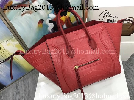 Celine Luggage Phantom Tote Bag Croco Leather CT3372 Red Celine Luggage Phantom Tote Bag Croco Leather CT3372 Red
