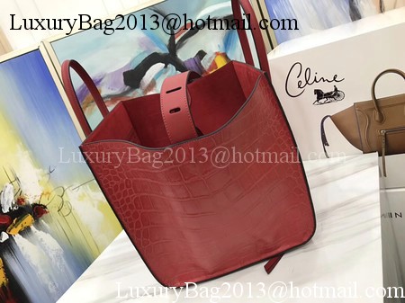 Celine Luggage Phantom Tote Bag Croco Leather CT3372 Red Celine Luggage Phantom Tote Bag Croco Leather CT3372 Red