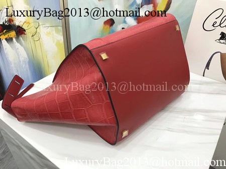 Celine Luggage Phantom Tote Bag Croco Leather CT3372 Red Celine Luggage Phantom Tote Bag Croco Leather CT3372 Red