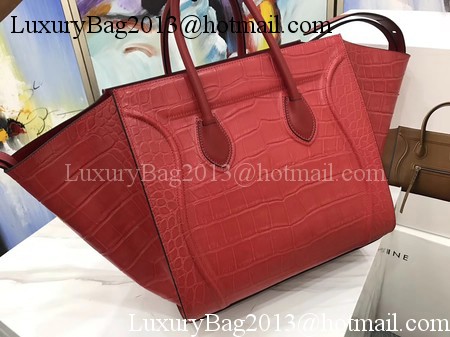 Celine Luggage Phantom Tote Bag Croco Leather CT3372 Red Celine Luggage Phantom Tote Bag Croco Leather CT3372 Red