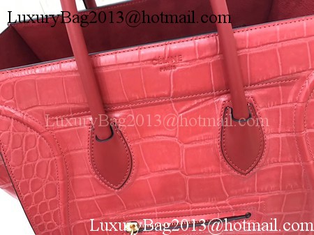 Celine Luggage Phantom Tote Bag Croco Leather CT3372 Red Celine Luggage Phantom Tote Bag Croco Leather CT3372 Red