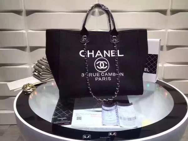 Chanel Large Canvas Tote Shopping Bag CNA1679 Black Chanel Large Canvas Tote Shopping Bag CNA1679 Black
