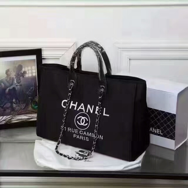 Chanel Large Canvas Tote Shopping Bag CNA1679 Black Chanel Large Canvas Tote Shopping Bag CNA1679 Black