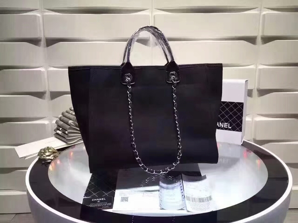 Chanel Large Canvas Tote Shopping Bag CNA1679 Black Chanel Large Canvas Tote Shopping Bag CNA1679 Black