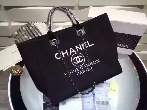 Chanel Large Canvas Tote Shopping Bag CNA1679 Black Chanel Large Canvas Tote Shopping Bag CNA1679 Black