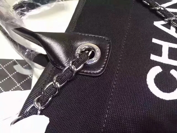Chanel Large Canvas Tote Shopping Bag CNA1679 Black Chanel Large Canvas Tote Shopping Bag CNA1679 Black