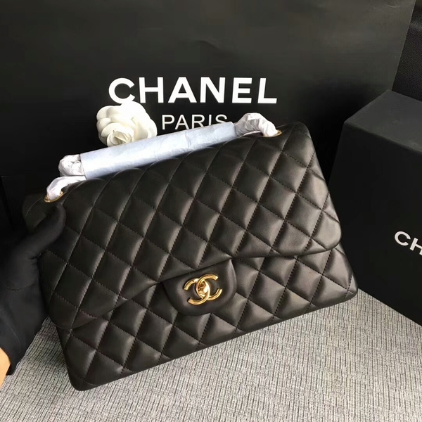Chanel Flap Shoulder Bags Black Original Lambskin Leather CF1113 Glod Chanel Flap Shoulder Bags Black Original Lambskin Leather CF1113 Glod