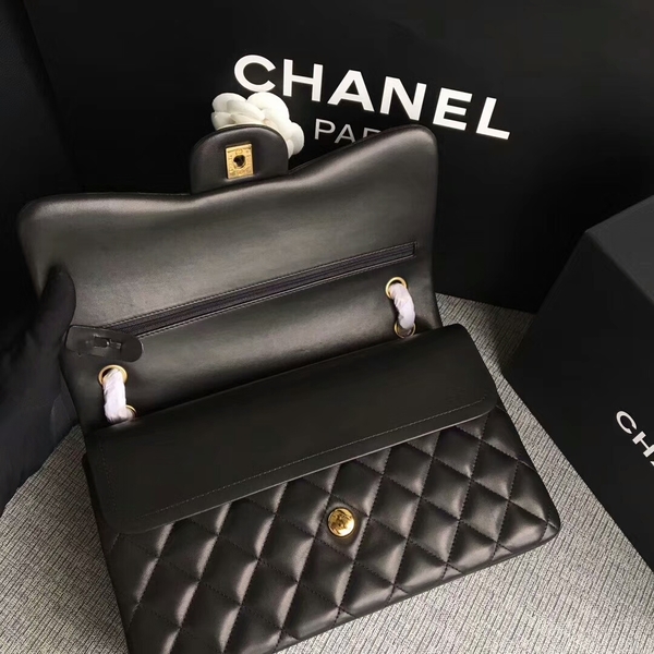 Chanel Flap Shoulder Bags Black Original Lambskin Leather CF1113 Glod Chanel Flap Shoulder Bags Black Original Lambskin Leather CF1113 Glod