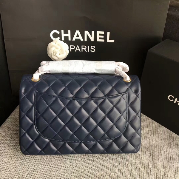 Chanel Flap Shoulder Bags Dark Blue Original Lambskin Leather CF1113 Glod Chanel Flap Shoulder Bags Dark Blue Original Lambskin Leather CF1113 Glod