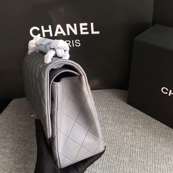 Chanel Flap Shoulder Bags Grey Original Lambskin Leather CF1113 Silver Chanel Flap Shoulder Bags Grey Original Lambskin Leather CF1113 Silver