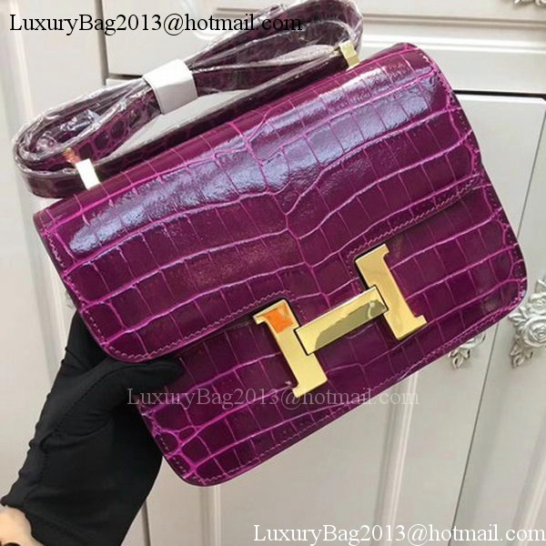 Hermes Constance Bag Croco Leather H9978C Purple Hermes Constance Bag Croco Leather H9978C Purple