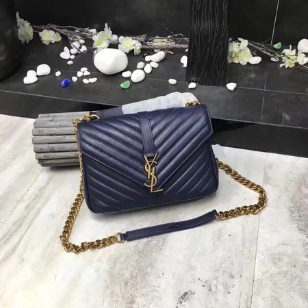 YSL Classic Monogramme Blue Leather Flap Bag Y392737 Gold YSL Classic Monogramme Blue Leather Flap Bag Y392737 Gold