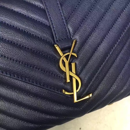 YSL Classic Monogramme Blue Leather Flap Bag Y392737 Gold YSL Classic Monogramme Blue Leather Flap Bag Y392737 Gold