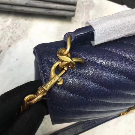YSL Classic Monogramme Blue Leather Flap Bag Y392737 Gold YSL Classic Monogramme Blue Leather Flap Bag Y392737 Gold