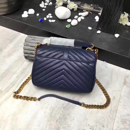 YSL Classic Monogramme Blue Leather Flap Bag Y392737 Gold YSL Classic Monogramme Blue Leather Flap Bag Y392737 Gold