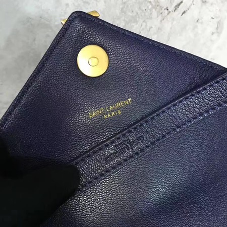 YSL Classic Monogramme Blue Leather Flap Bag Y392737 Gold YSL Classic Monogramme Blue Leather Flap Bag Y392737 Gold