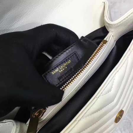 YSL Classic Monogramme White Leather Flap Bag Y392737 Gold YSL Classic Monogramme White Leather Flap Bag Y392737 Gold