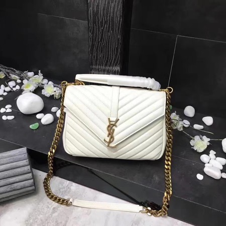 YSL Classic Monogramme White Leather Flap Bag Y392737 Gold YSL Classic Monogramme White Leather Flap Bag Y392737 Gold