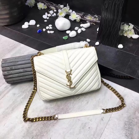 YSL Classic Monogramme White Leather Flap Bag Y392737 Gold YSL Classic Monogramme White Leather Flap Bag Y392737 Gold
