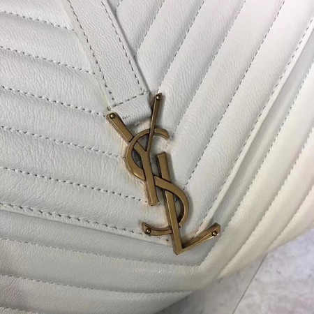YSL Classic Monogramme White Leather Flap Bag Y392737 Gold YSL Classic Monogramme White Leather Flap Bag Y392737 Gold