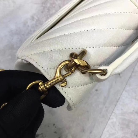YSL Classic Monogramme White Leather Flap Bag Y392737 Gold YSL Classic Monogramme White Leather Flap Bag Y392737 Gold
